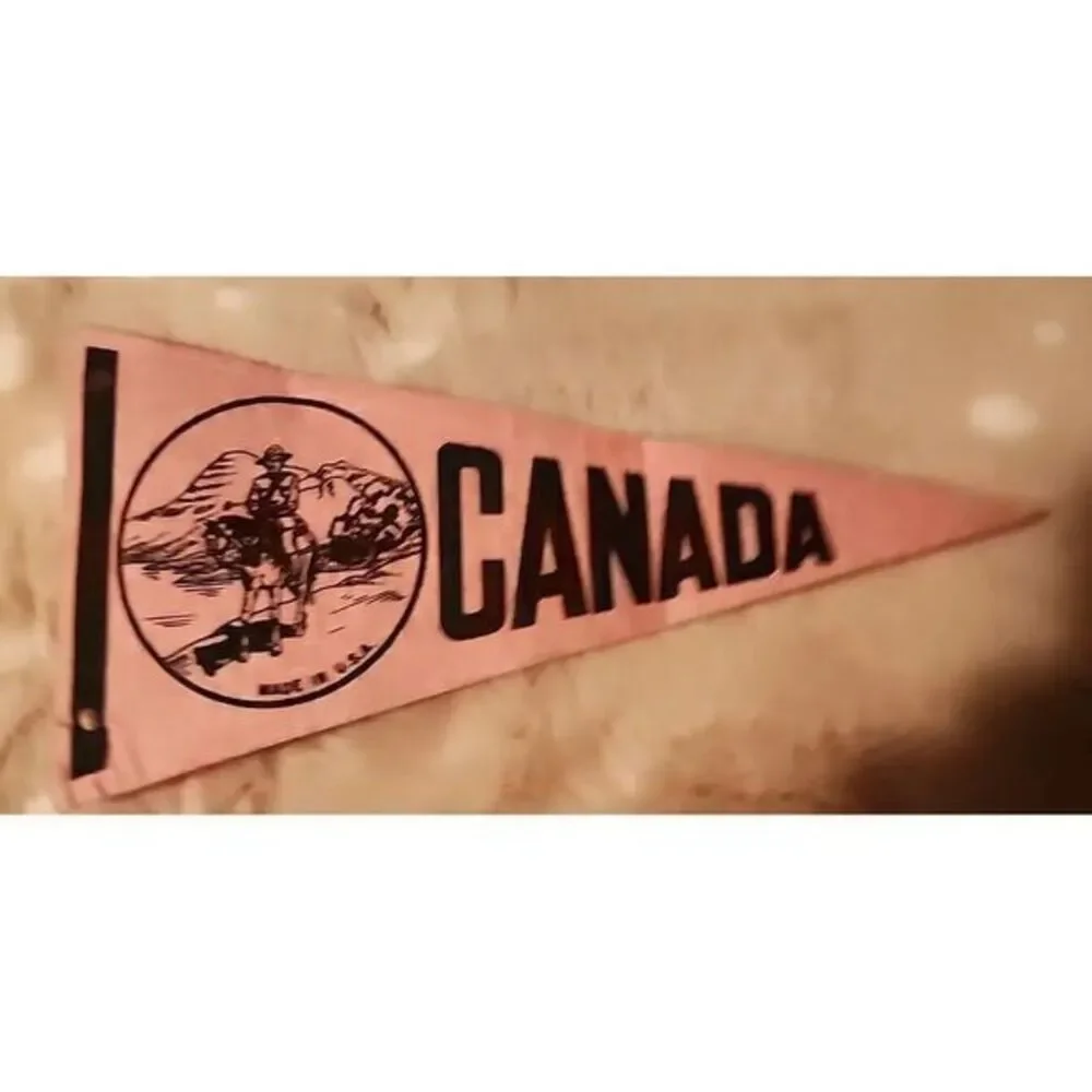 Vintage Canada Travel Souvenir Mini-Pennant,‎ Horse And Rider